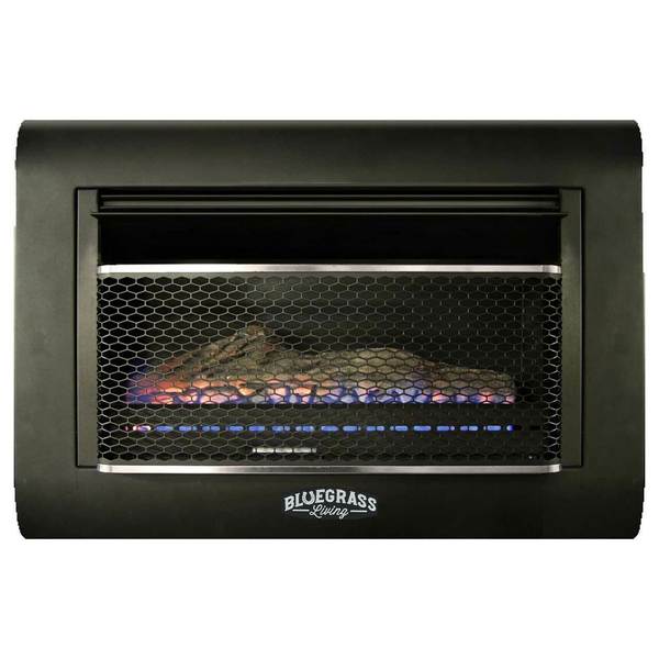 Bluegrass Living Dual Fuel Vent Free Linear Wall Gas Fireplace With Log - 26,000 Btu,  B30TD-BL
